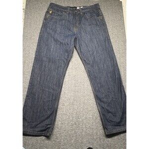 Rocawear Baggy Jeans 38x34 Dark Wash Y2K Reg Fit Raw Denim Streetwear